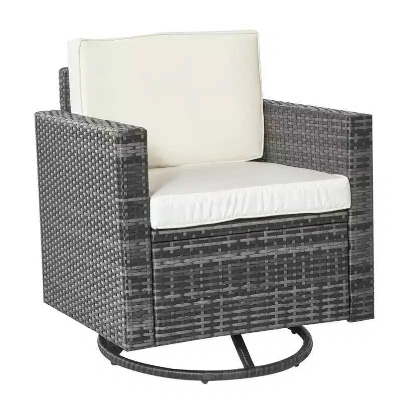 Outdoor Swivel Rocker, PE Wicker Dining Chair, 360 Degree Swivel Patio Glider with Cushions for Backyard, Lawn, Garden, Deck, Porch, Steel Frame