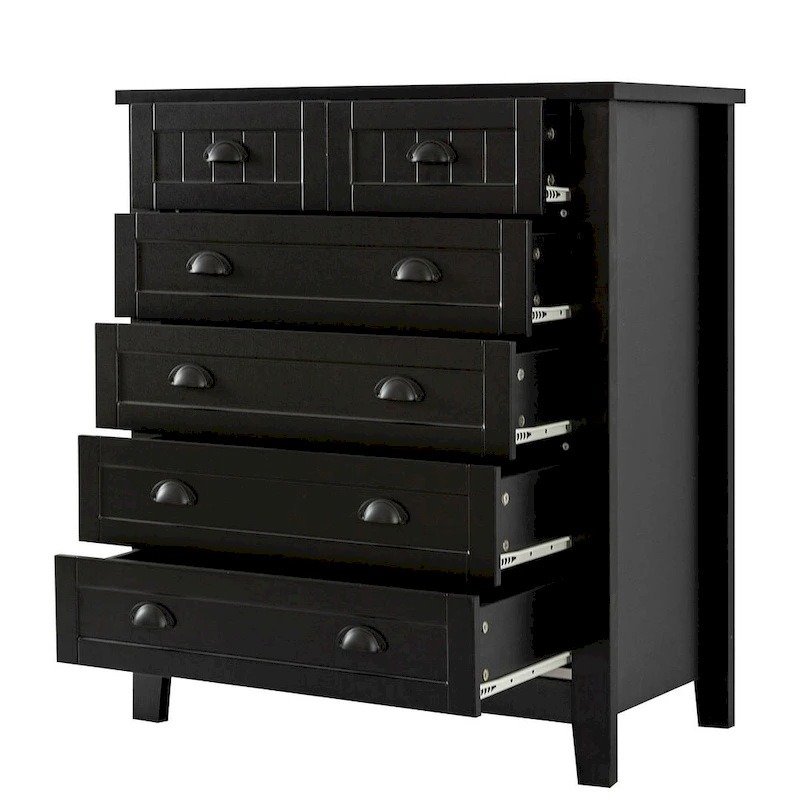 Modern Drawer Dresser with Solid Wood Frame and Retro Shell Handle