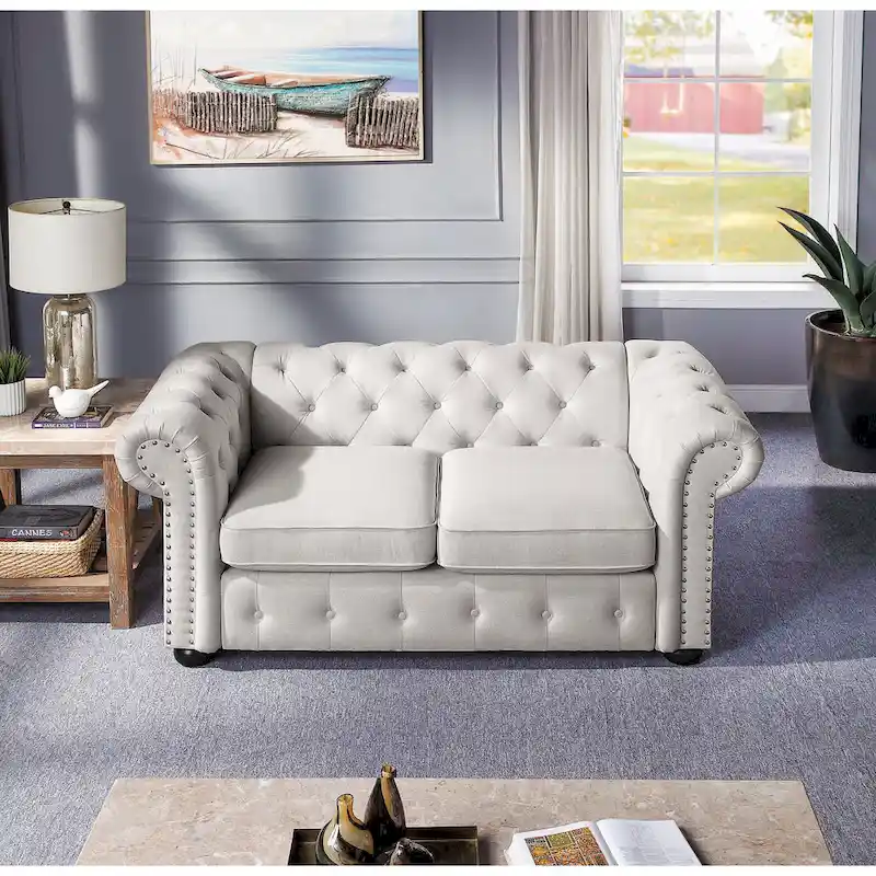 Tufted Chesterfield Loveseat Sofa