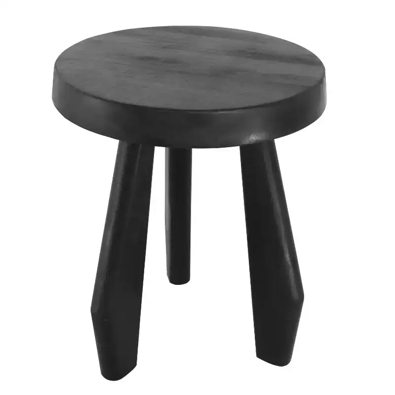 JONATHAN Y Terra 15 Rustic Coastal Acacia Wood Tripod Round Indoor/Outdoor Accent Stool