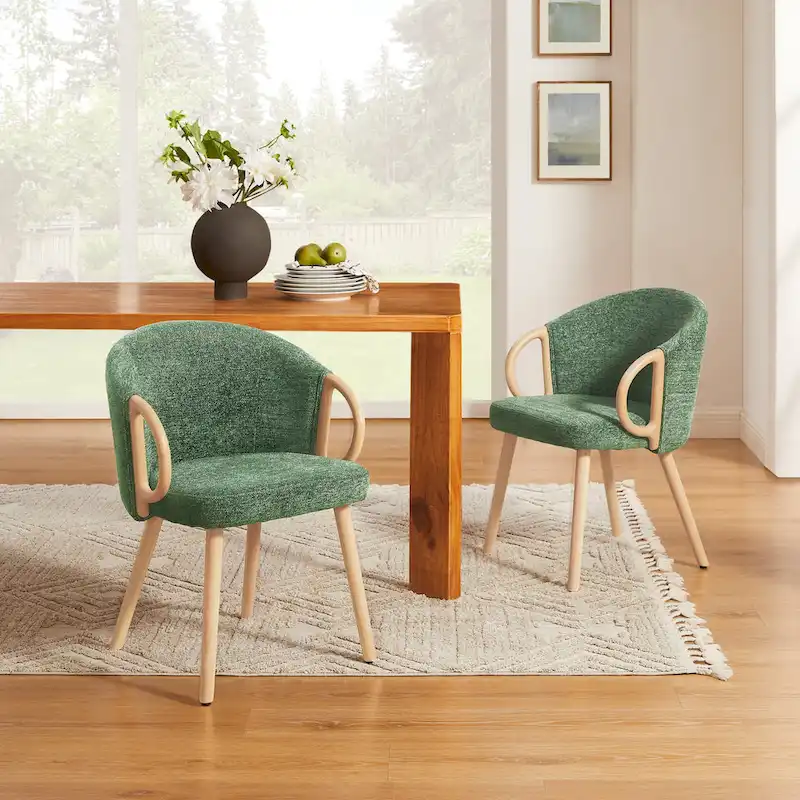 Art Leon Modern Fabric Accent Dining Wood Chair (Set of 2)