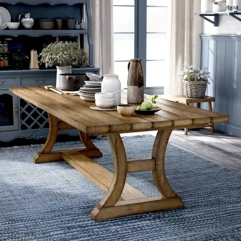 Rustic Pine Solid Wood Dining Table