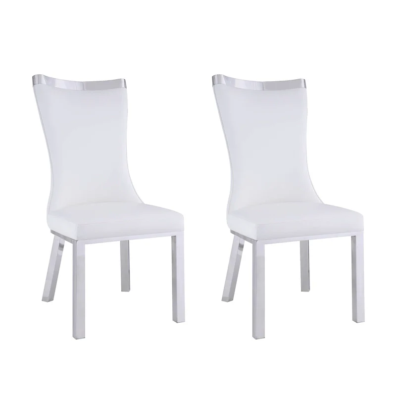 Somette Amelia Curved Back Dining Chair in White, Set of 2 - N/A