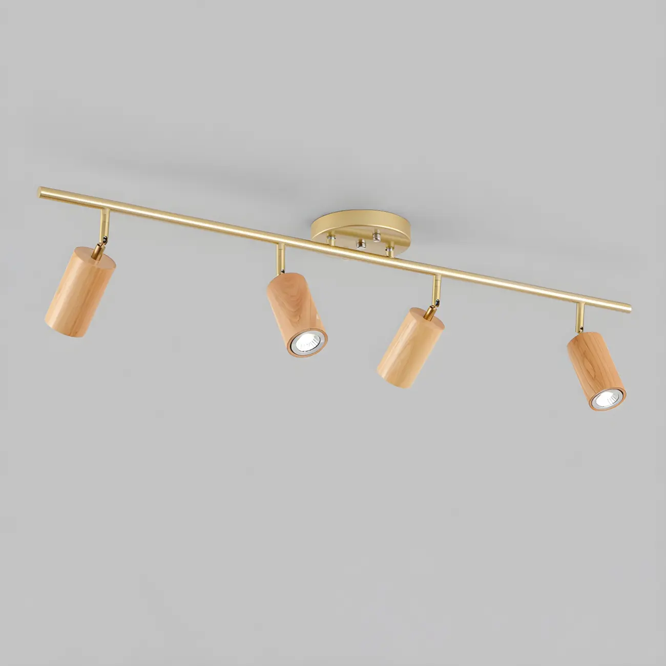 Modern Rubber Wood Brown Semi Flush Mount Track Light