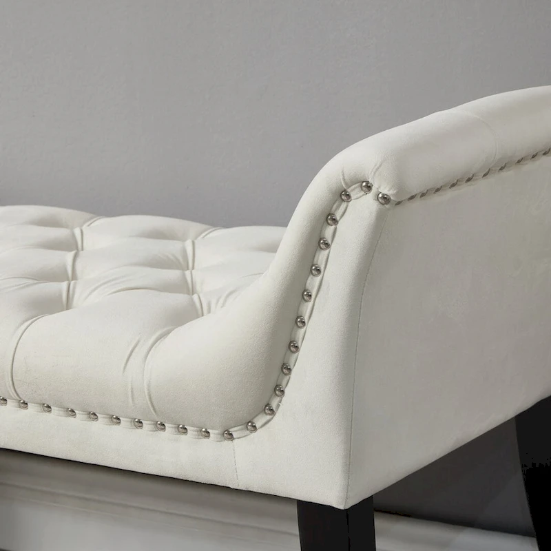 Upholstered Footrest Stool Rectangular Velvet fabric Accent Bench - 50.00L * 18.50W * 24.50H