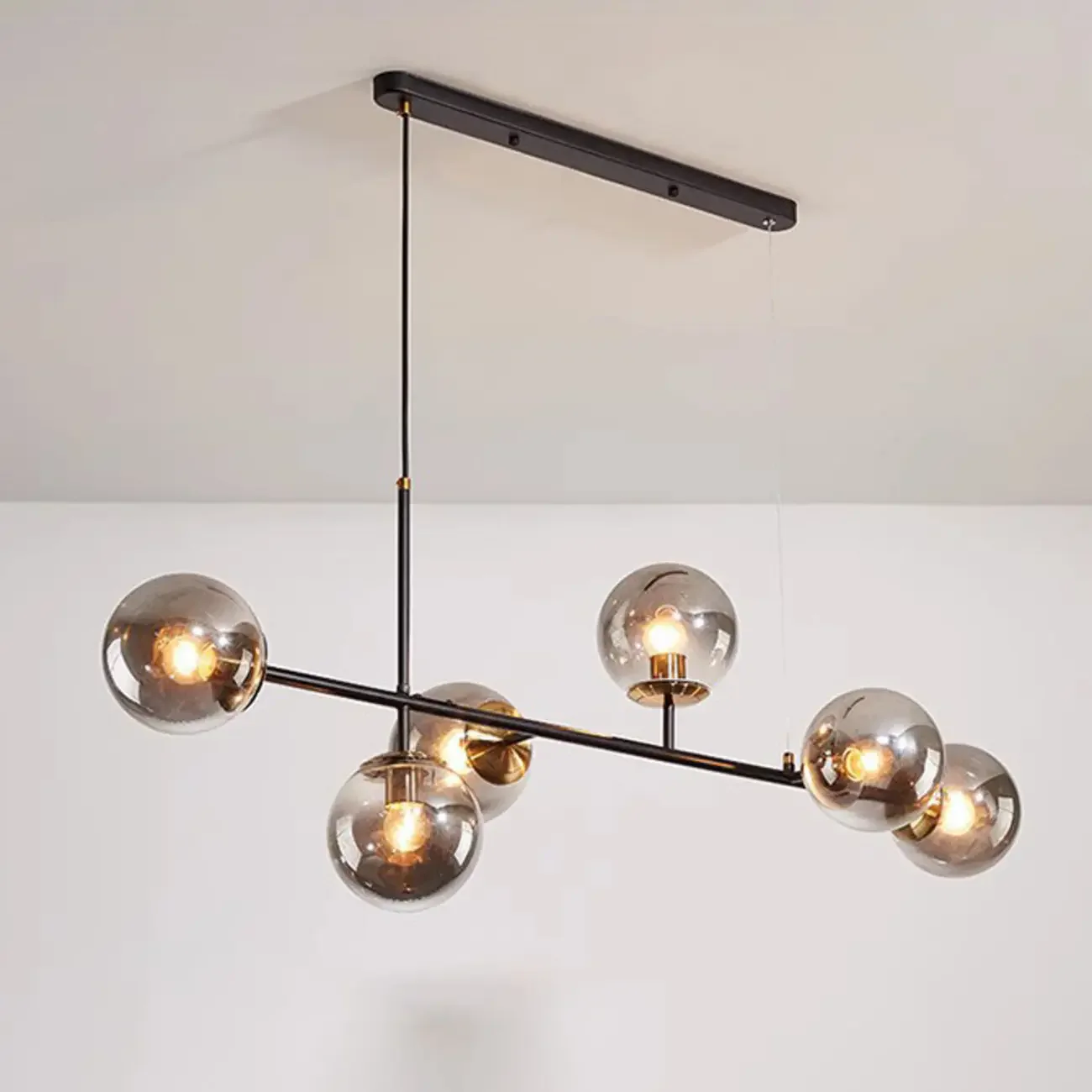 6 Light Glass Globe Island Pendant Light with Adjustable Length