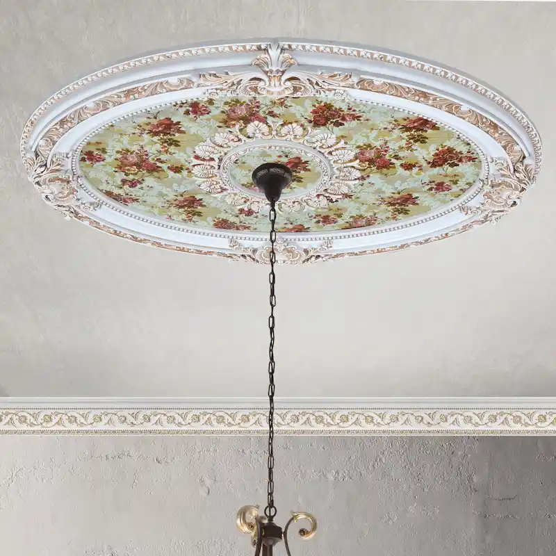Golden Rocaille Oval Chandelier Ceiling Medallion