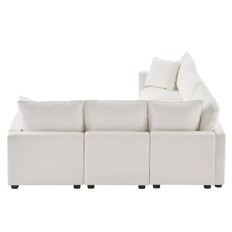5-Seat L-Shaped Modular Sofa with Chenille Upholstery