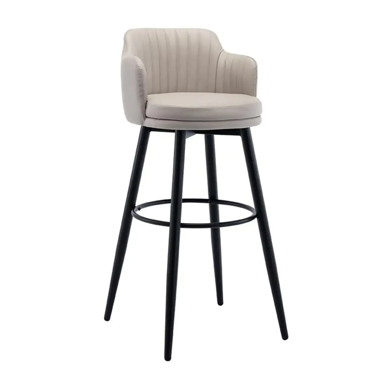 Modern Round Upholstered Curved Back Bistro Swivel Bar Stool
