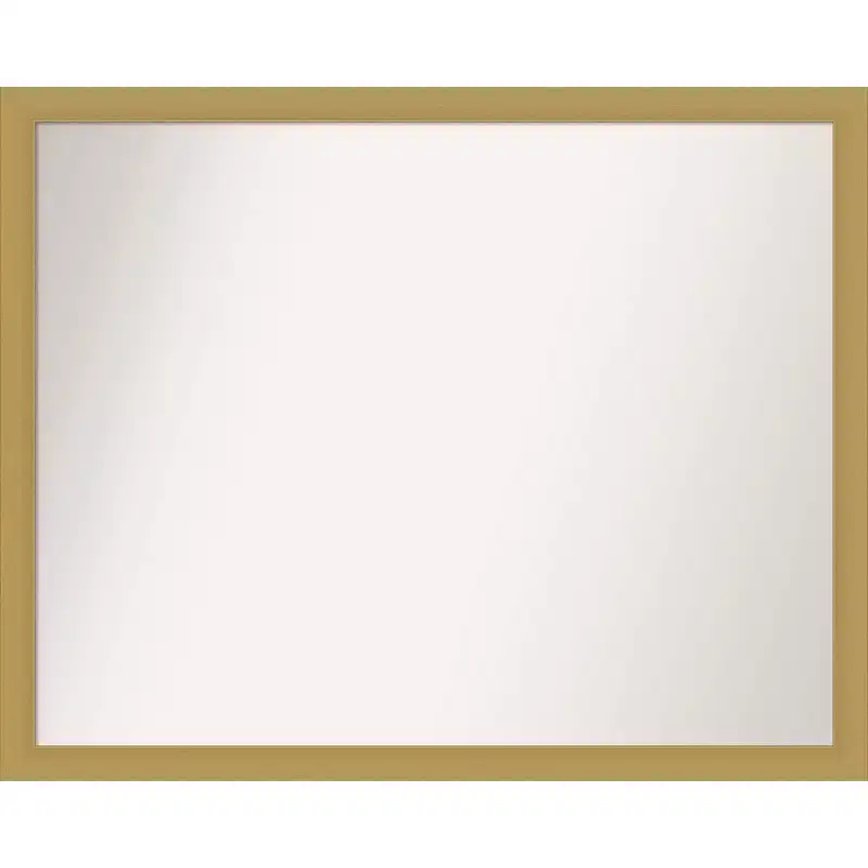 30" x 24" Non-Beveled Grace Narrow Bathroom Wall Mirror Brushed Gold - Amanti Art: Rectangle, Wall Mount, Modern Style