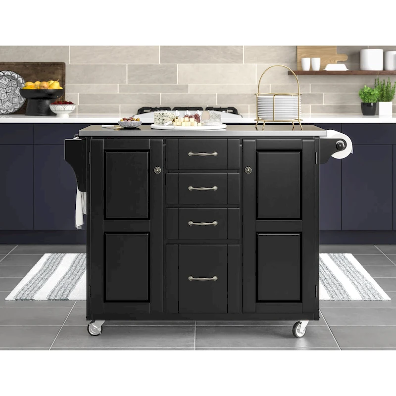 Create-a-Cart Black Kitchen Cart