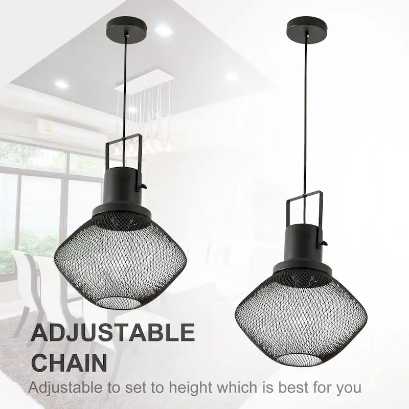 HOMCOM Chandelier Industrial Pendant Light with Adjustable Hanging Chain, Ceiling-Connecting Metal Round Base, Black