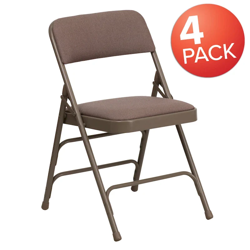 4 Pack Curved Triple Braced & Double Hinged Metal Folding Chair