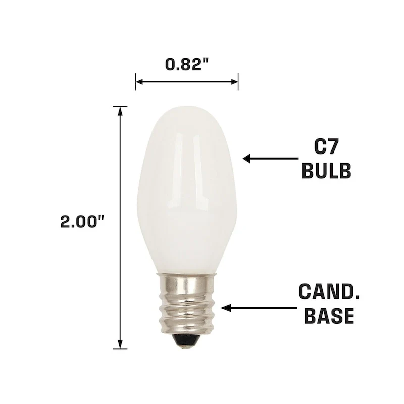 Westinghouse Lighting 0.6-Watt (7-Watt Equivalent) Clear C7 Filament LED Light Bulb, Candelabra Base, 2 Pack - 2-Pack