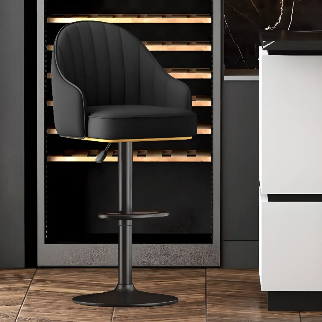 Modern Leather Swivel Adjustable Height Bar Stools