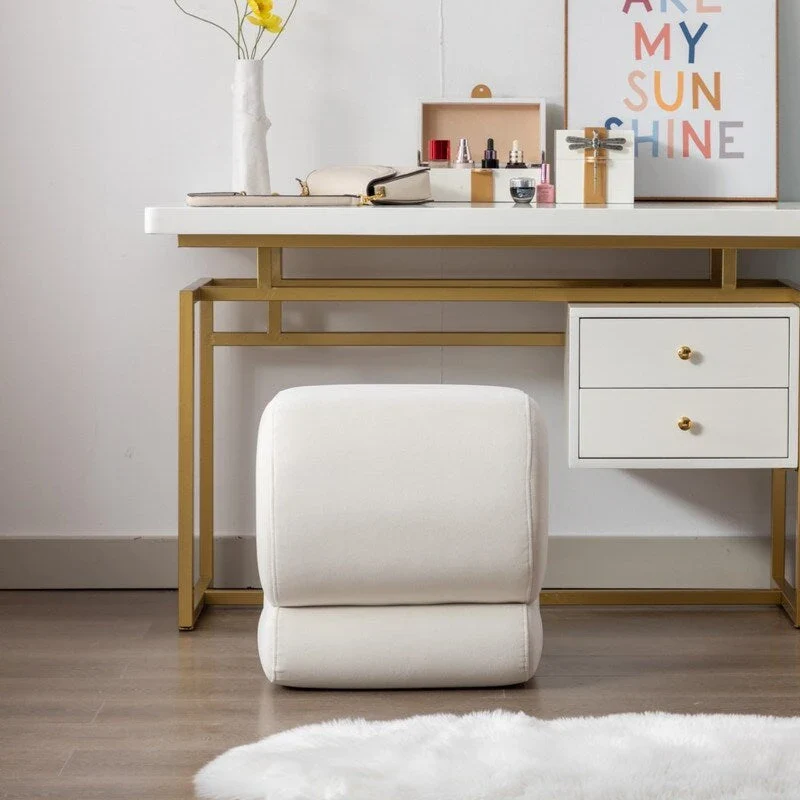 Velvet Fabric S-shape Ottoman Makeup Stool Footstool