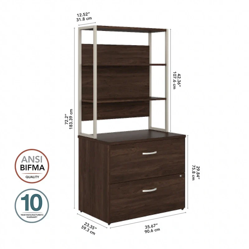 2-Drawer Lateral File Cabinet with Open Shelves