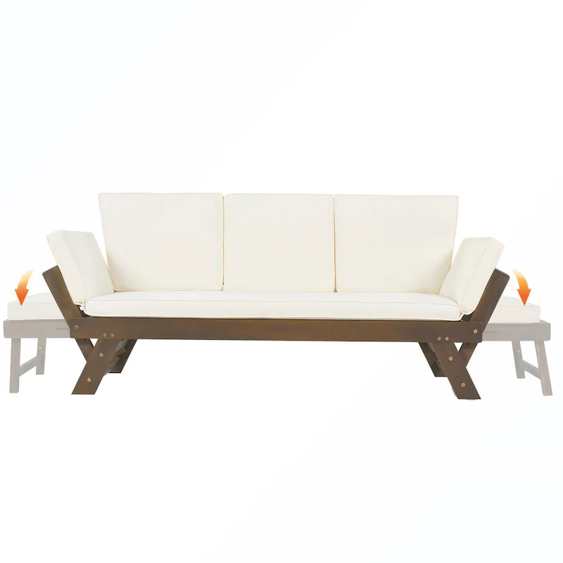Patio Adjustable Patio Wooden Daybed Sofa