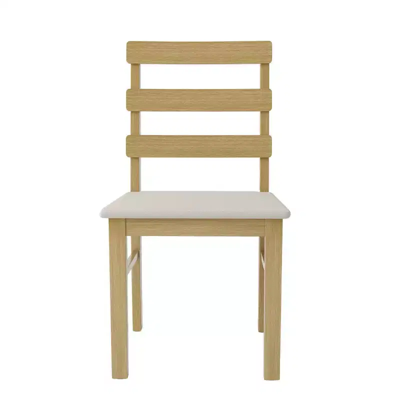 MAYEERTY Upholstered Seat Wooden Dining Chair, Scandinavian 3-Horizontal Back Natural Wood Color for Dining Room & Living Room