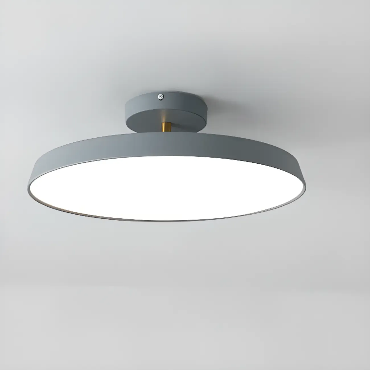 Modern Grey Round Dimmable Semi Flush LED Ceiling Light