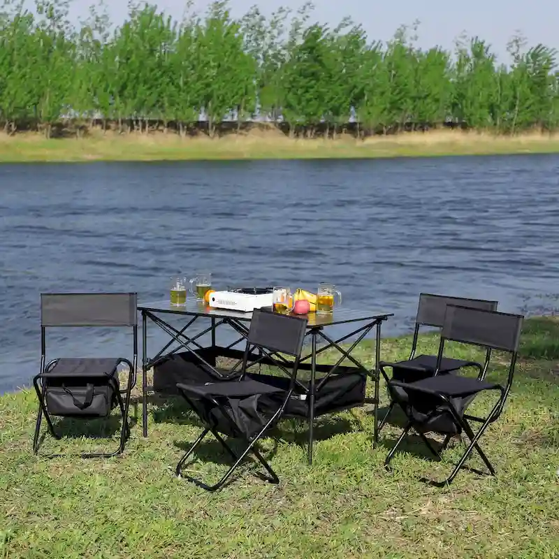 Set of 5, Folding Outdoor Table and Chair Set