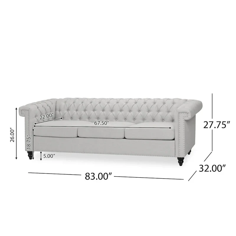 Parkhurst Tufted Grey Chesterfield Sofa by Christopher Knight Home