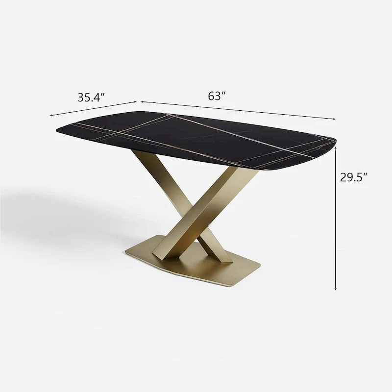 Modern Black Marble Dining Table Rectangular Table