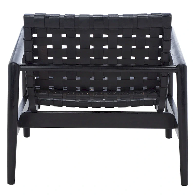 SAFAVIEH Vena Leather Woven Accent Chair - 30 W x 28 D x 28 H - 30Wx28Dx28H