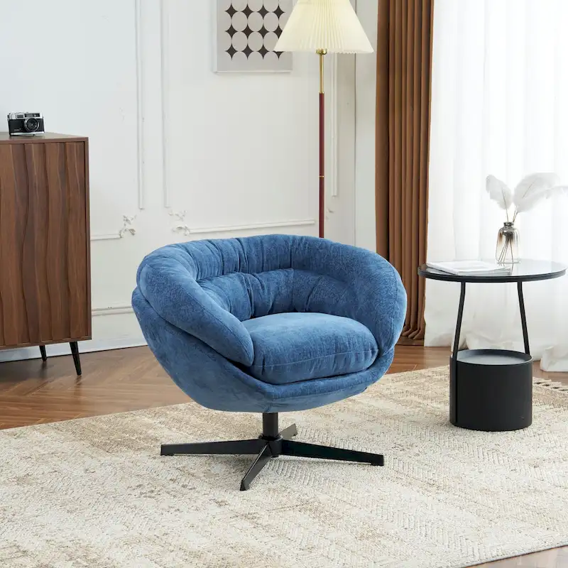 Chenille Upholstered Swivel Club Chair