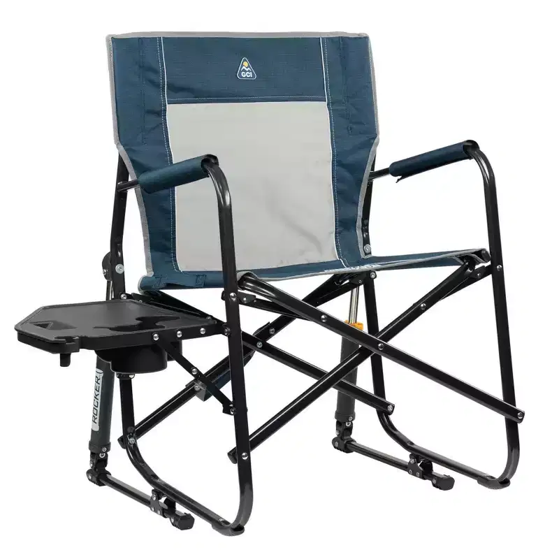 GCI Outdoor Freestyle Rocker Side Table Foldable Rocking Outdoor Portable Camping Chair - Heathered Indigo