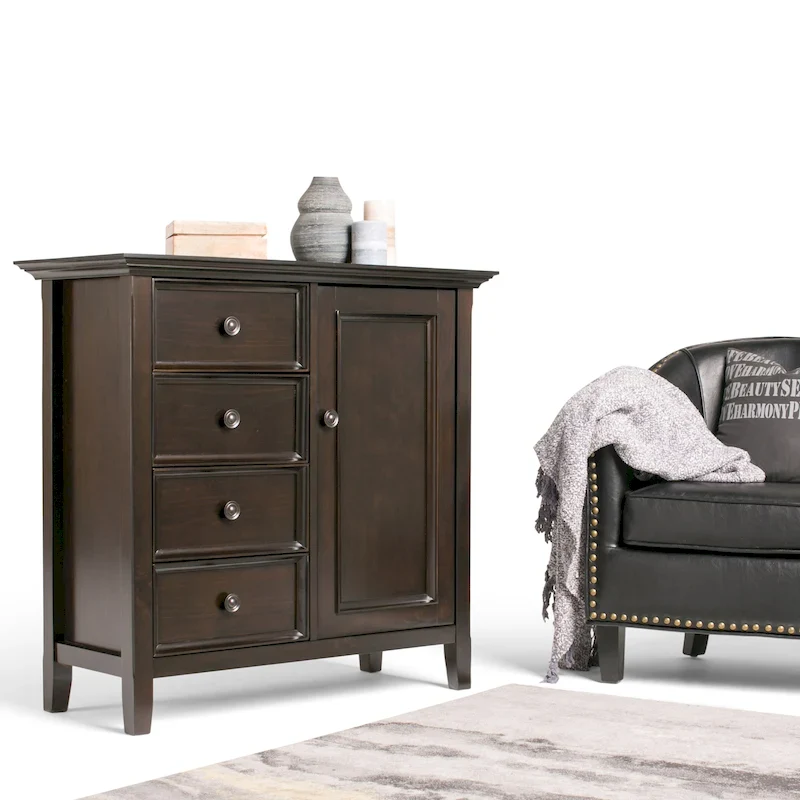 SOLID WOOD 37 inch Wide Transitional Medium Storage Cabinet - 37w x 17d x 36 h