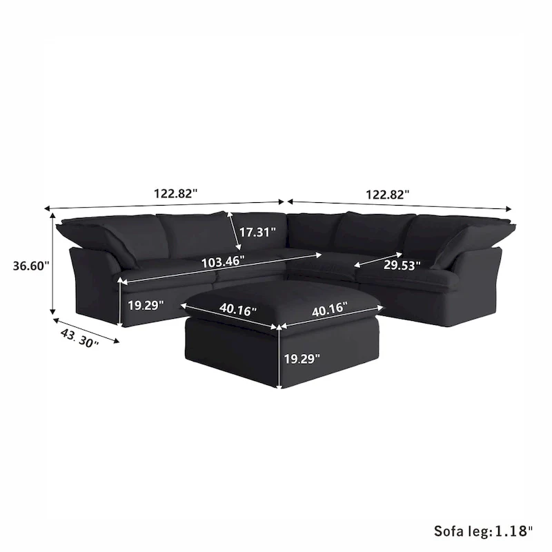 L-shape Sectional Sofa Modern Upholstered Modular Sofa