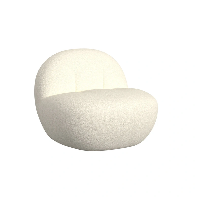 HomePop Armless Cloud Swivel Chair- White Sherpa
