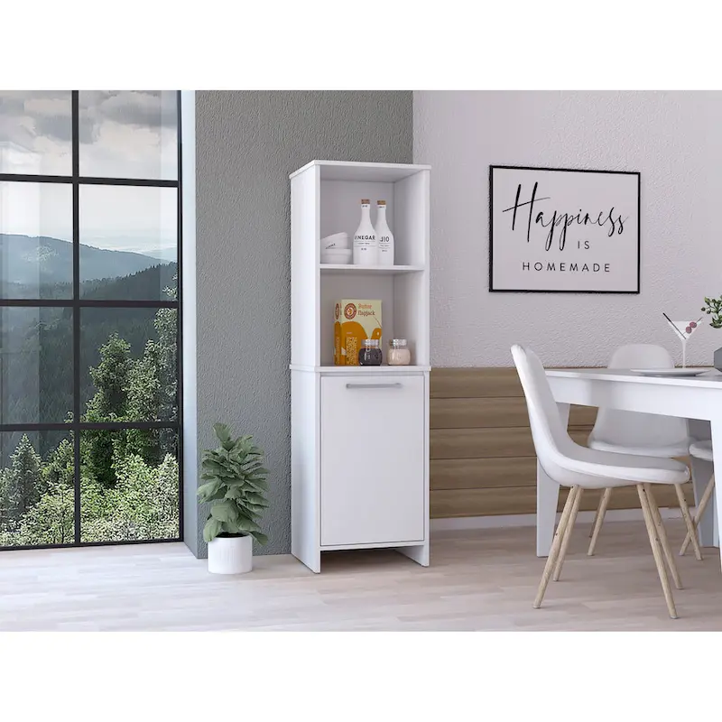 Pantry Cabinet with Single Door and Four Shelves