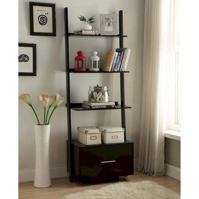 American Heritage Ladder Bookshelf with File Drawer