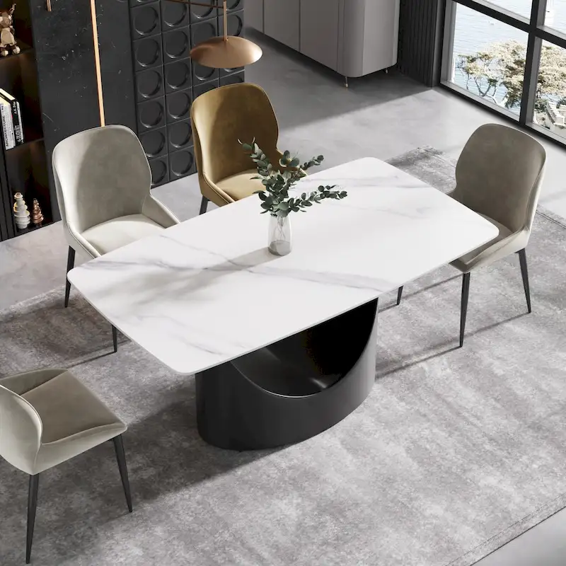 63 inch Modern White Rectangular Dining Table