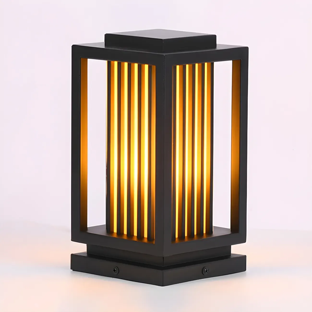 Wired Vertical Striped Glass Post Cap Light