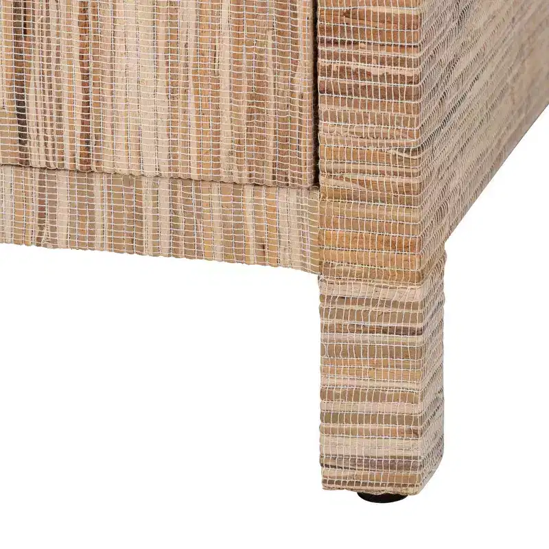 Natural Woven Grasscloth 2-Drawer Nightstand, 1-Person