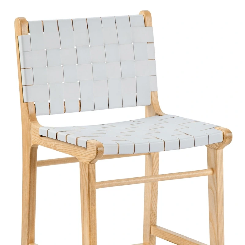 Fully Assembled Woven Leather Counter Height Bar Stools - 18.9W x 18.9D x 38.2H