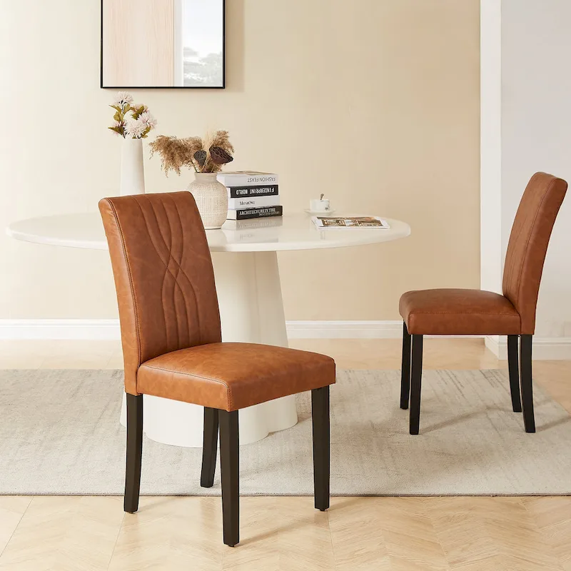 VECELO Upholstered Dining Chairs Set of 6 Modern Fabric and High Back & Solid Wood Legs, Parson Dining Chairs (Set of 6)