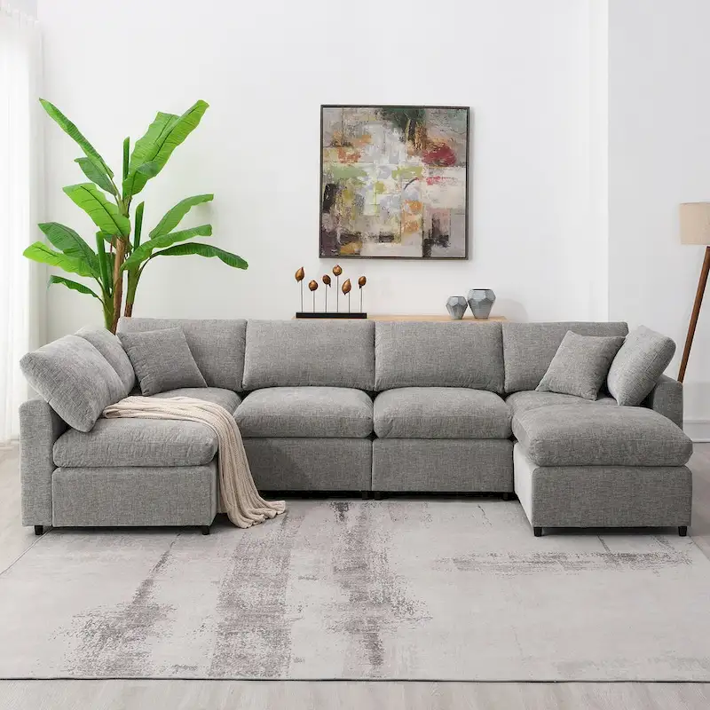 Modern Modular Cloud Sofa Bed with 6 Seat Sectional Couch Set