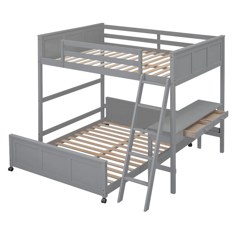 Full Over Full/Twin Over Full Bunk Bed with Desk