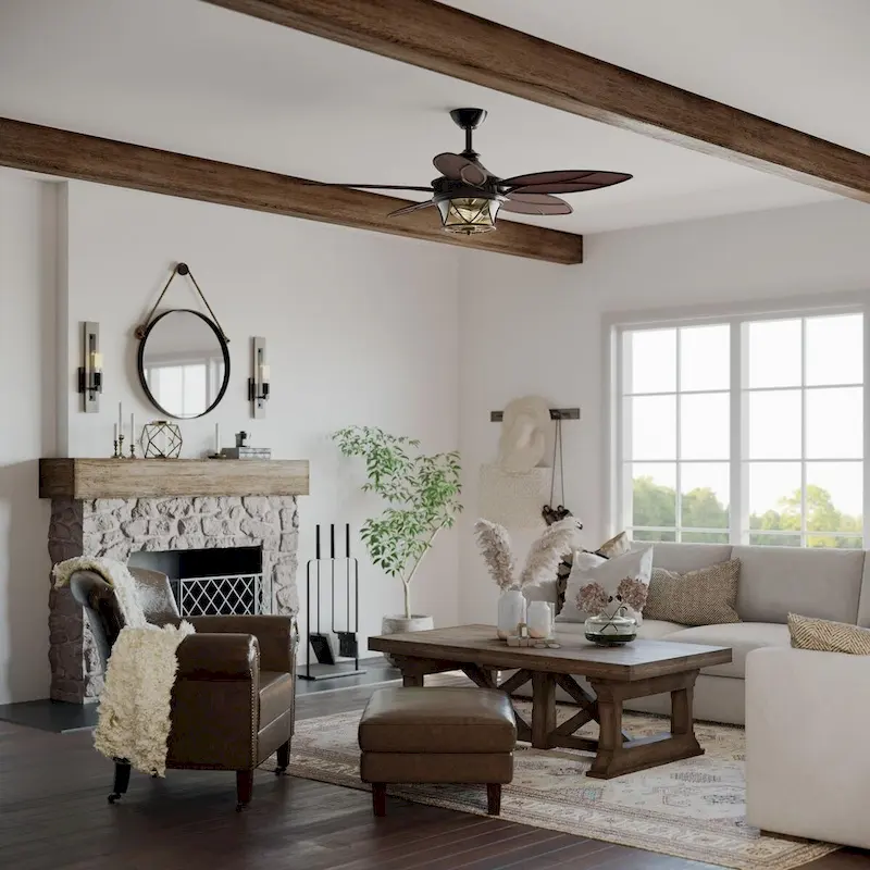 Alfresco Collection 54  Indoor Outdoor Five-Blade Architectural Bronze Ceiling Fan - 13.580  x 36.690  x 17.320