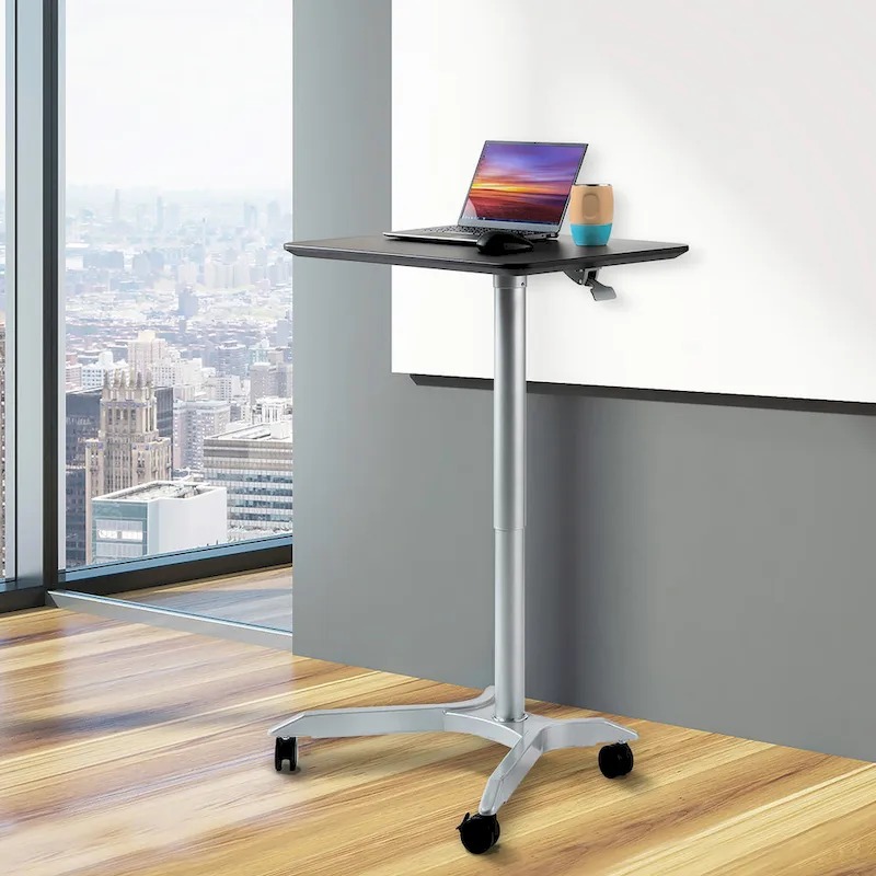 Espresso / White Pneumatic Sit-Stand Mobile Desk, Single User