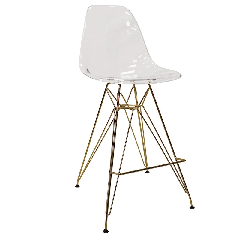 Barstool with Gold Chrome Base and Footrest
