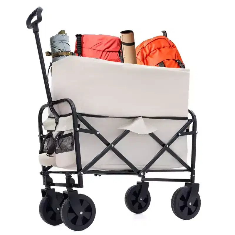 Collapsible Foldable Wagon Cart Beach Wagon Heavy Duty Utility Cart with 3pcs plastic Liner bag /Cover for Camping