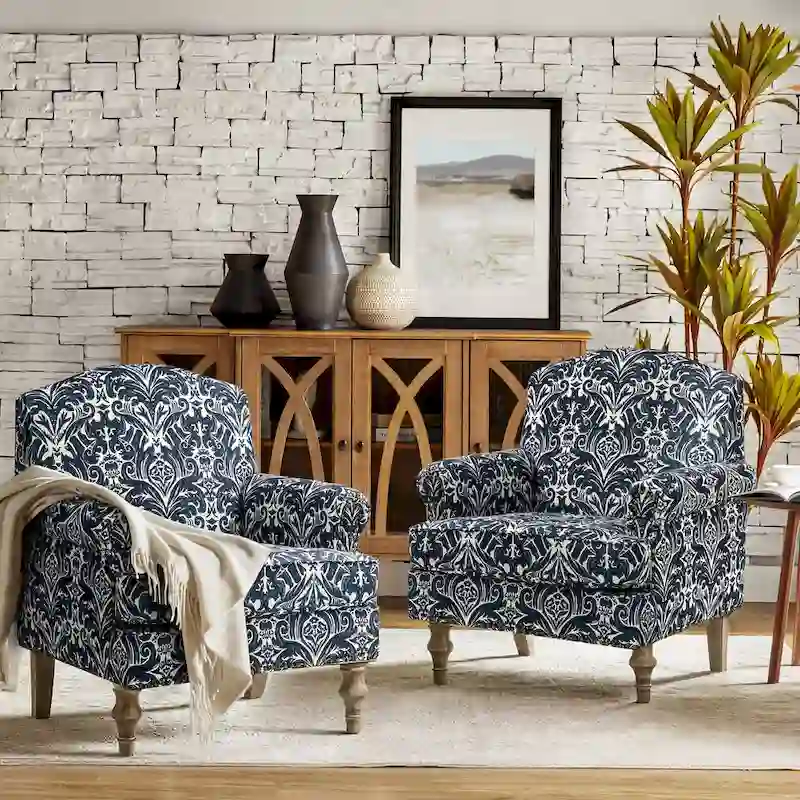 Yahweh Farmhouse Nailhead Armchair with Rolled Arms by HULALA HOME(Set of 2)