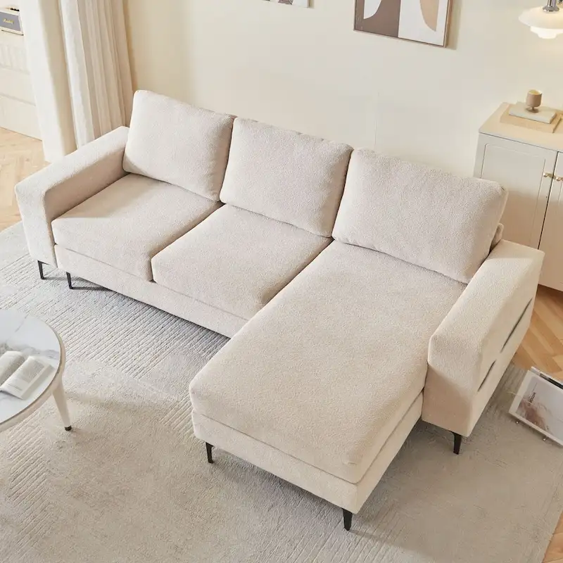 L-Shaped Upholstered Sofa Couch with Metal Legs