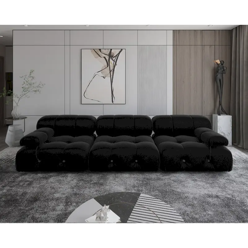 Velvet 3-seater Reversible Modular Sofa