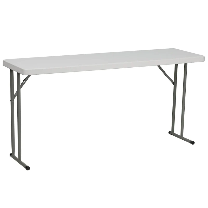 18W x 60L Rectangular Granite White Plastic Folding Training Table